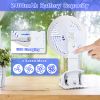 Clip on Fan with LED Lamp, Rechargeable Desk Fan, 4 Speed 360¬∞Rotating Detachable Clamp Fan, Battery Powered USB Camping Fan Portable for Cart RV Car