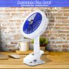 Clip on Fan with LED Lamp, Rechargeable Desk Fan, 4 Speed 360¬∞Rotating Detachable Clamp Fan, Battery Powered USB Camping Fan Portable for Cart RV Car