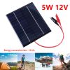 Waterproof Solar Panel 5W 12V Outdoor DIY Solar Cells Charger Polysilicon Epoxy Panels 136x110MM for 9-12V Battery Charging Tool