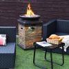 40000BTU Outdoor Propane Burning Fire Bowl Column Realistic Look Firepit Heater