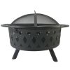 Iron Fire Pit Set Heating Equipment Camping Fire Bowl with Poker Mesh Cover for Backyard Patio