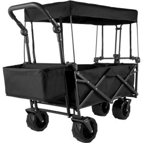 VEVOR Extra Large Collapsible Garden Cart with Removable Canopy, Folding Wagon Utility Carts with Wheels and Rear Storage, Wagon Cart for Garden, Camp (default: default)