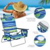 4-Pack 5-Position Outdoor Folding Backpack Beach Reclining Chair with Pillow