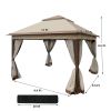 Outdoor 11x 11Ft Pop Up Gazebo Canopy With Removable Zipper Netting,2-Tier Soft Top Event Tent,Suitable For Patio Backyard Garden Camping Area with 4